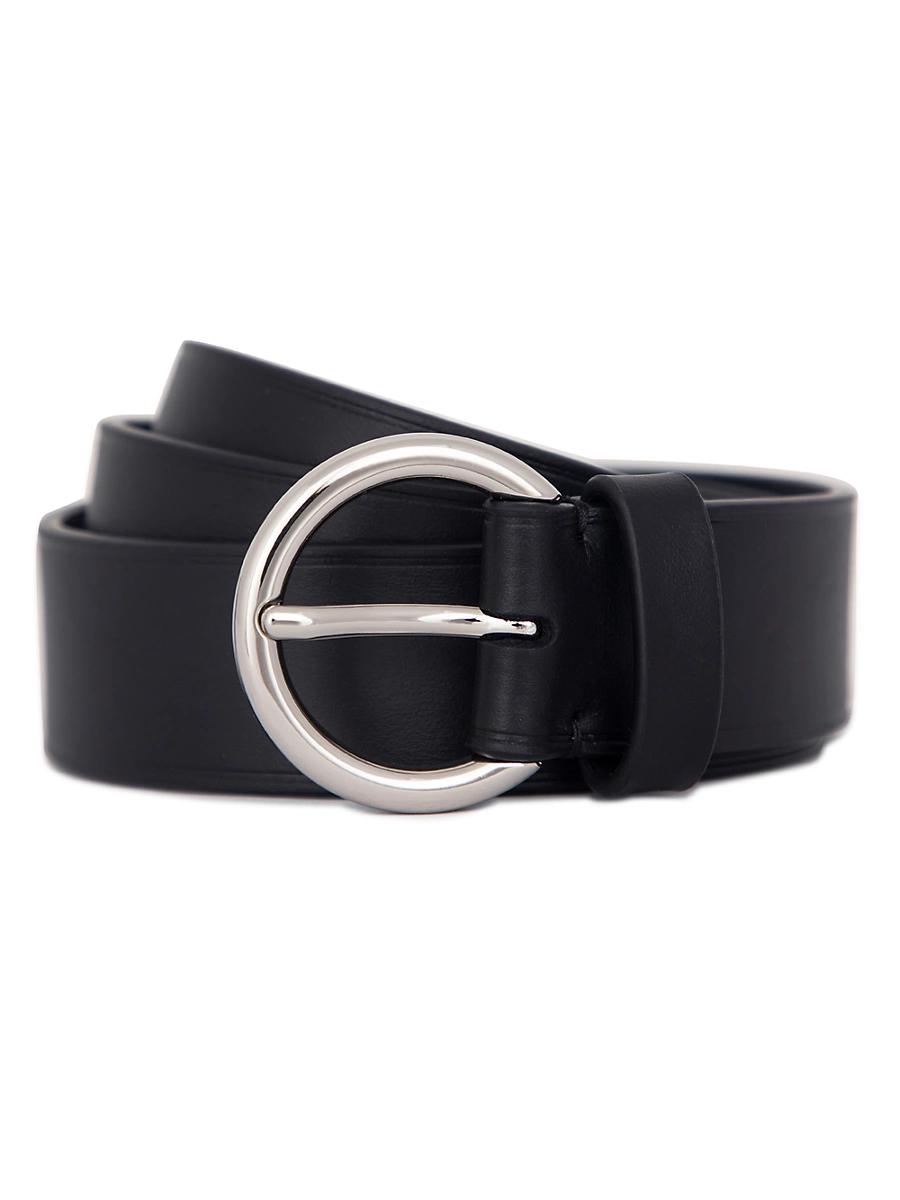 Womens Flat Leather Ring Buckle Belt Product Image