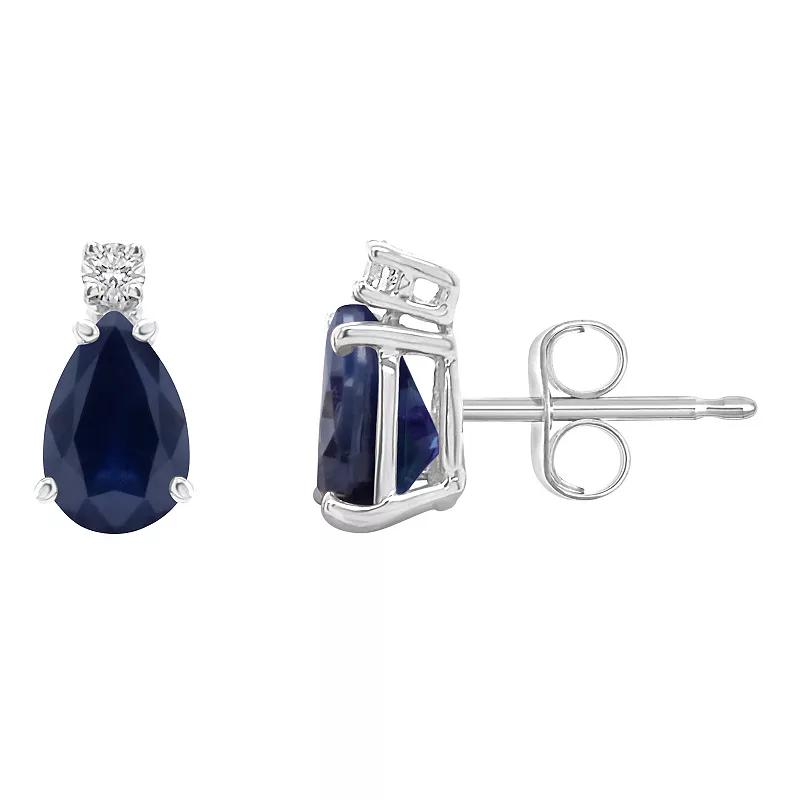Celebration Gems 14k Gold Pear-Shaped Sapphire & Diamond Accent Earrings, Women's, 14k Wh Gold Product Image