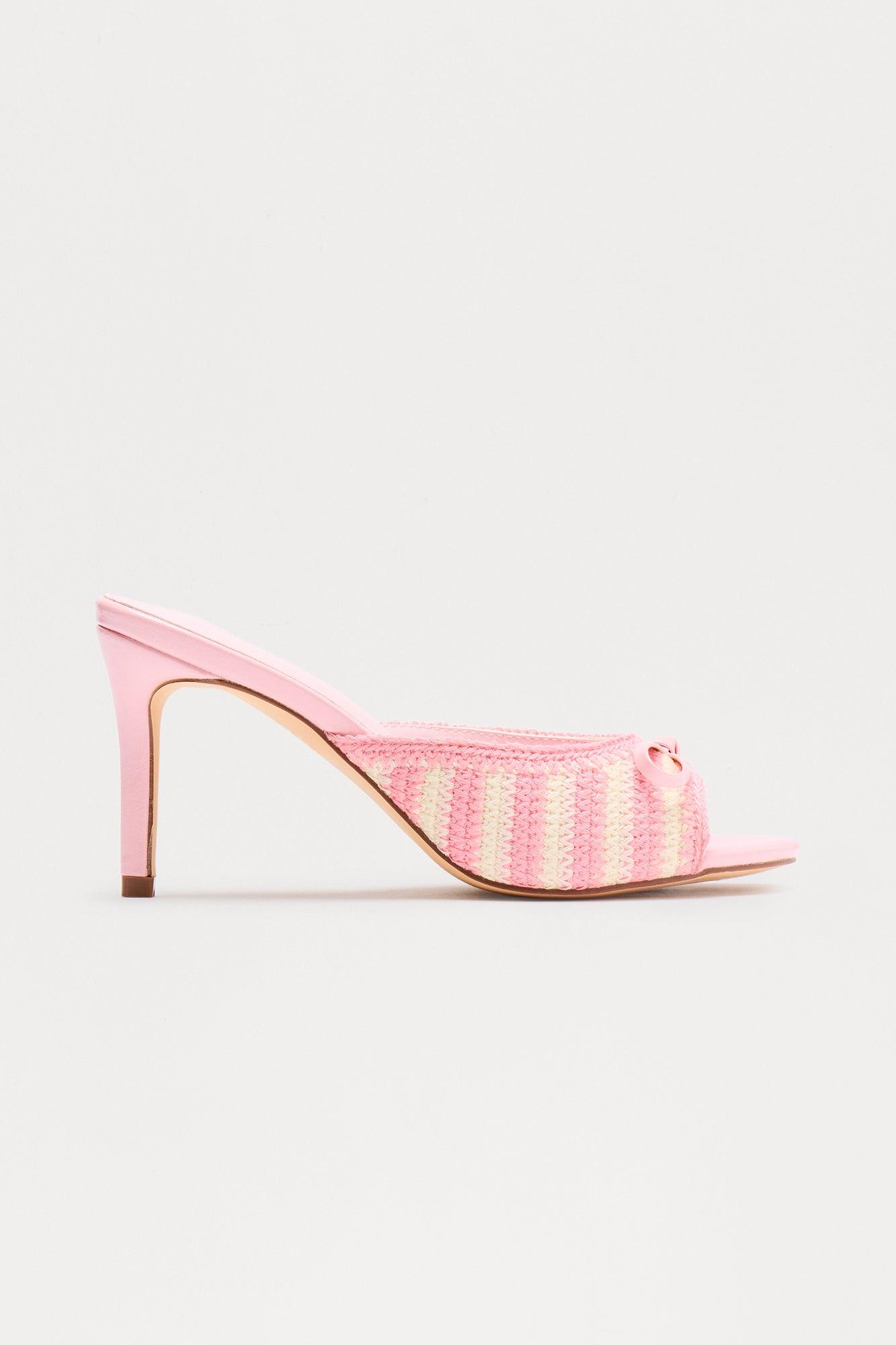 Minnie Bow Crochet Mules - Pink Female Product Image