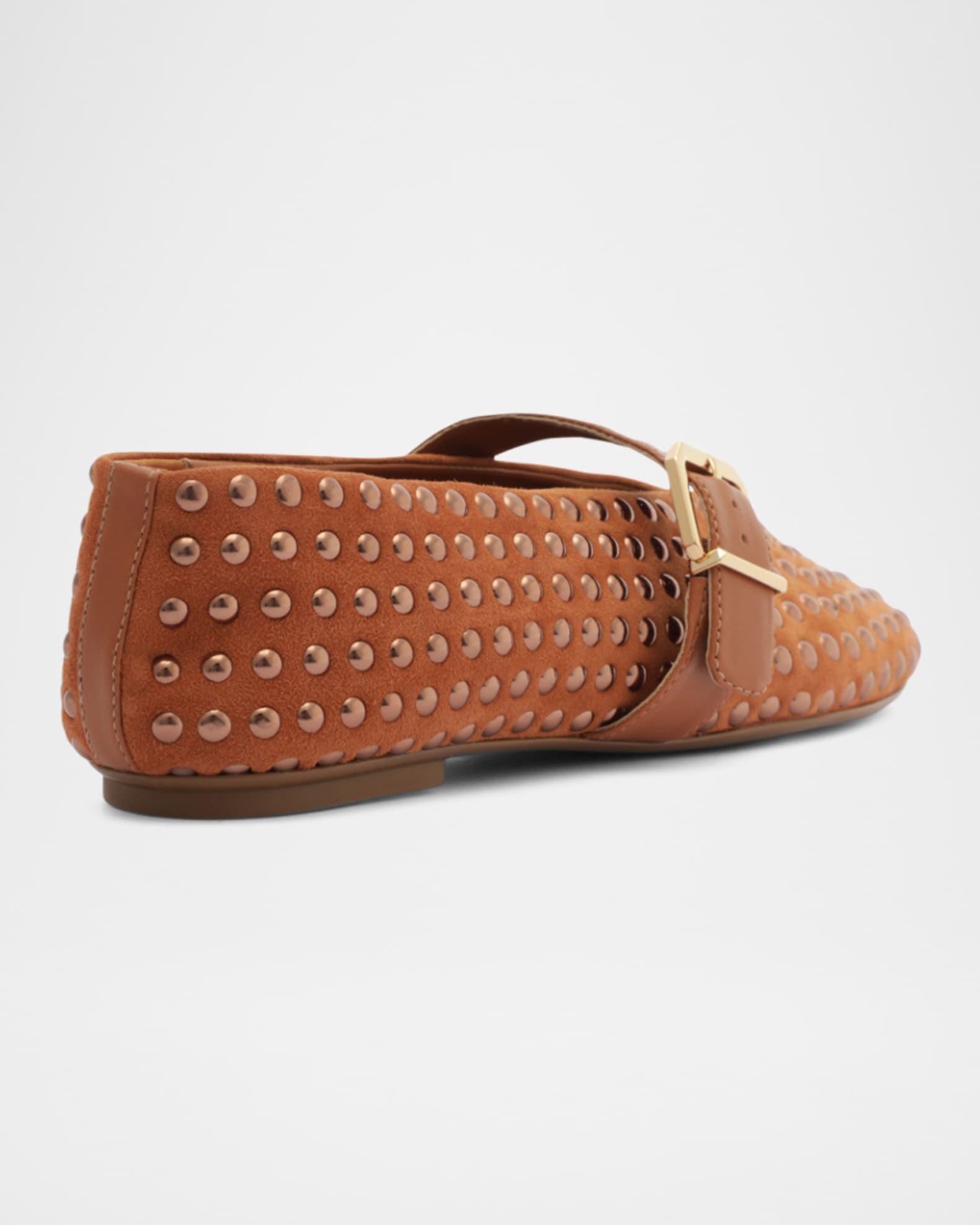 Eiza Shine Studded Suede Buckle Flats Product Image