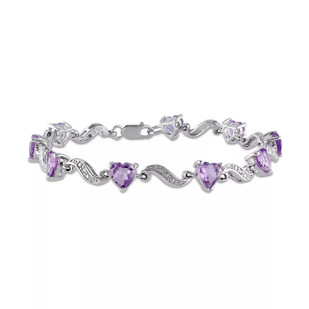 Stella Grace Sterling Silver Amethyst & Diamond Accent Heart Bracelet, Womens Product Image
