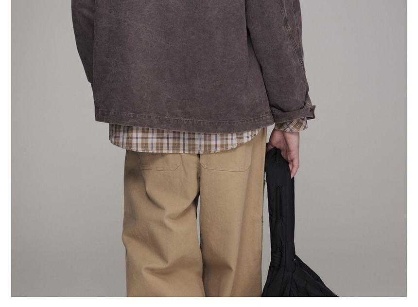 Washed Stand-Collar Loose Jacket Product Image