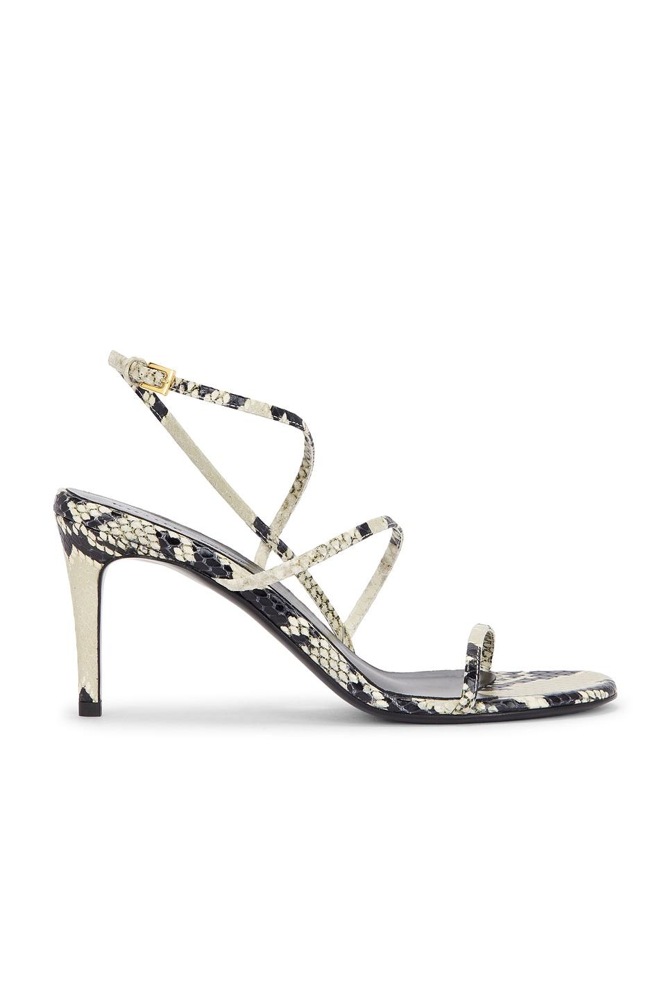 KHAITE Loop Snake-effect Leather Sandals In Beige Comb Product Image