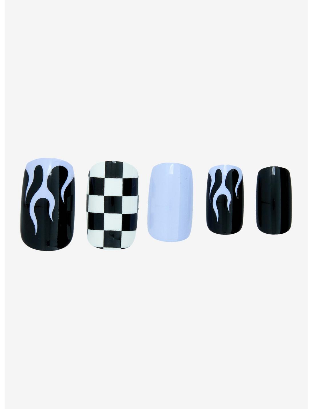 Blackheart Black & Purple Flame Checker Press-On Nail Set Product Image