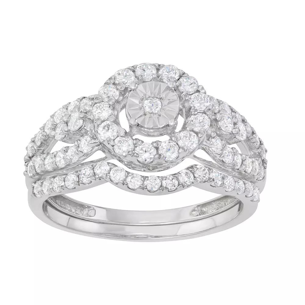 HDI 10k Gold 1 Carat T.W. Diamond Engagement Ring Set, Women's,  Product Image