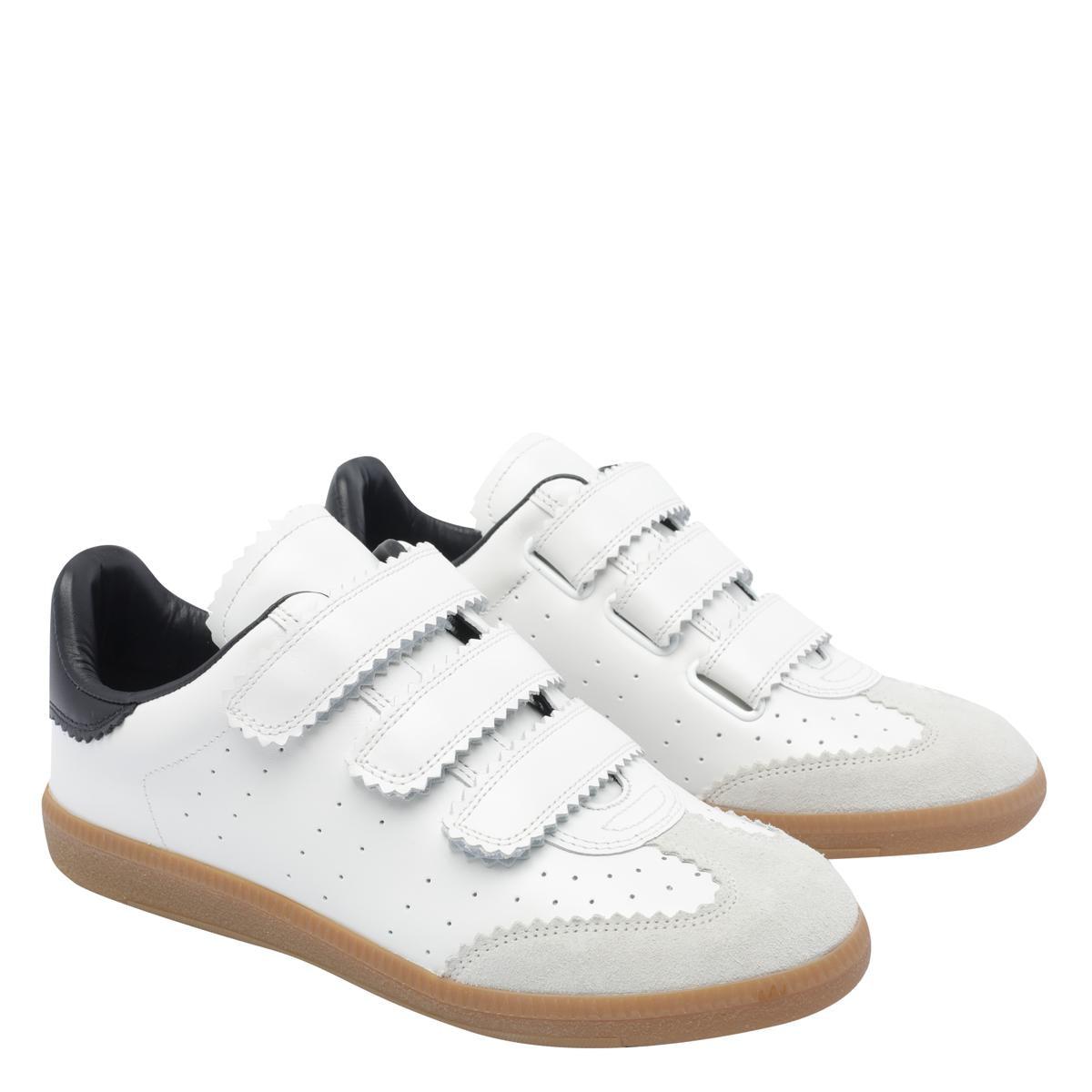 ISABEL MARANT Beth Suede-trimmed Leather Sneakers In White Product Image