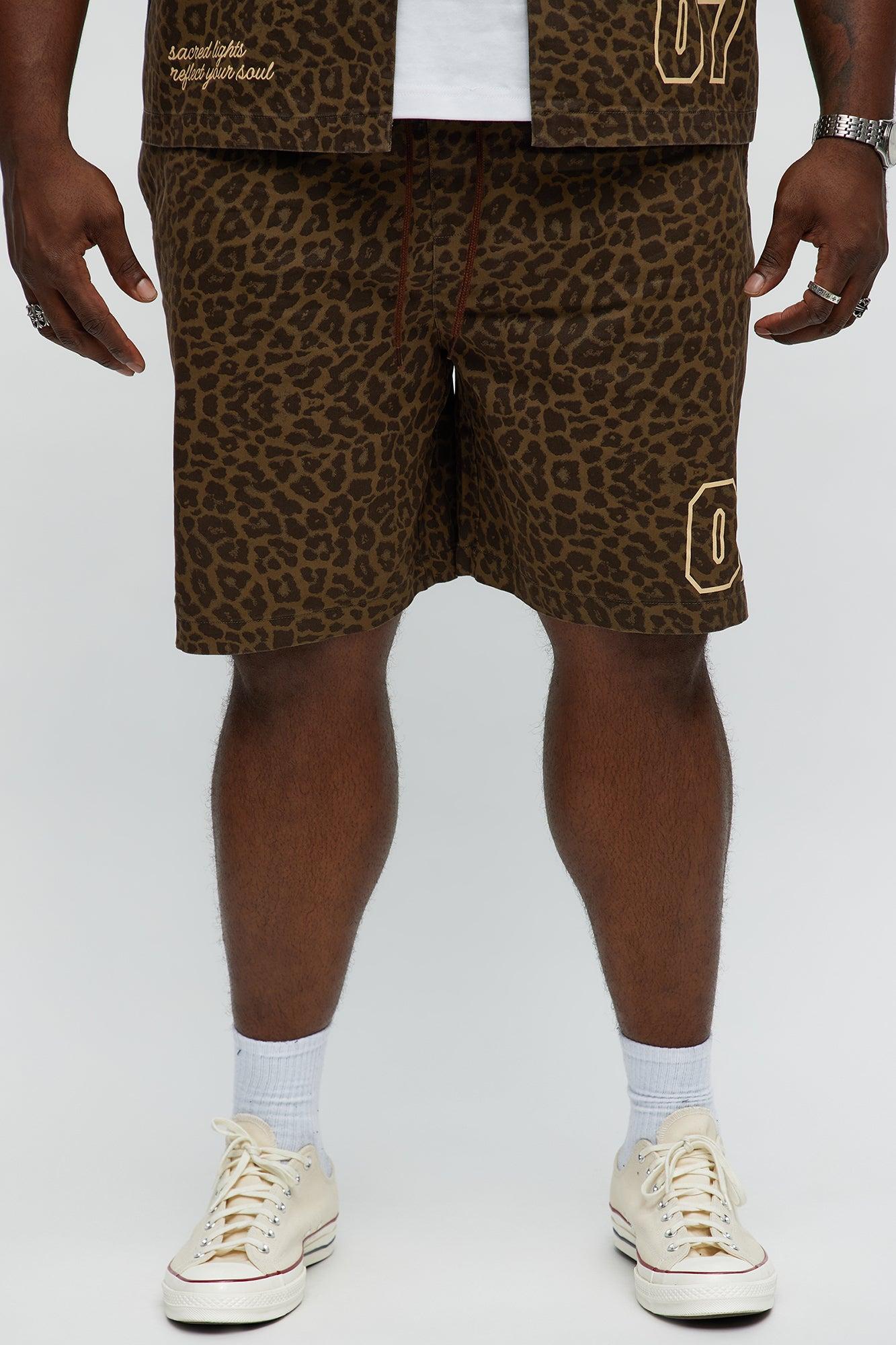 Soul 07 Cheetah Relaxed Drawstring Short - Brown Male Product Image