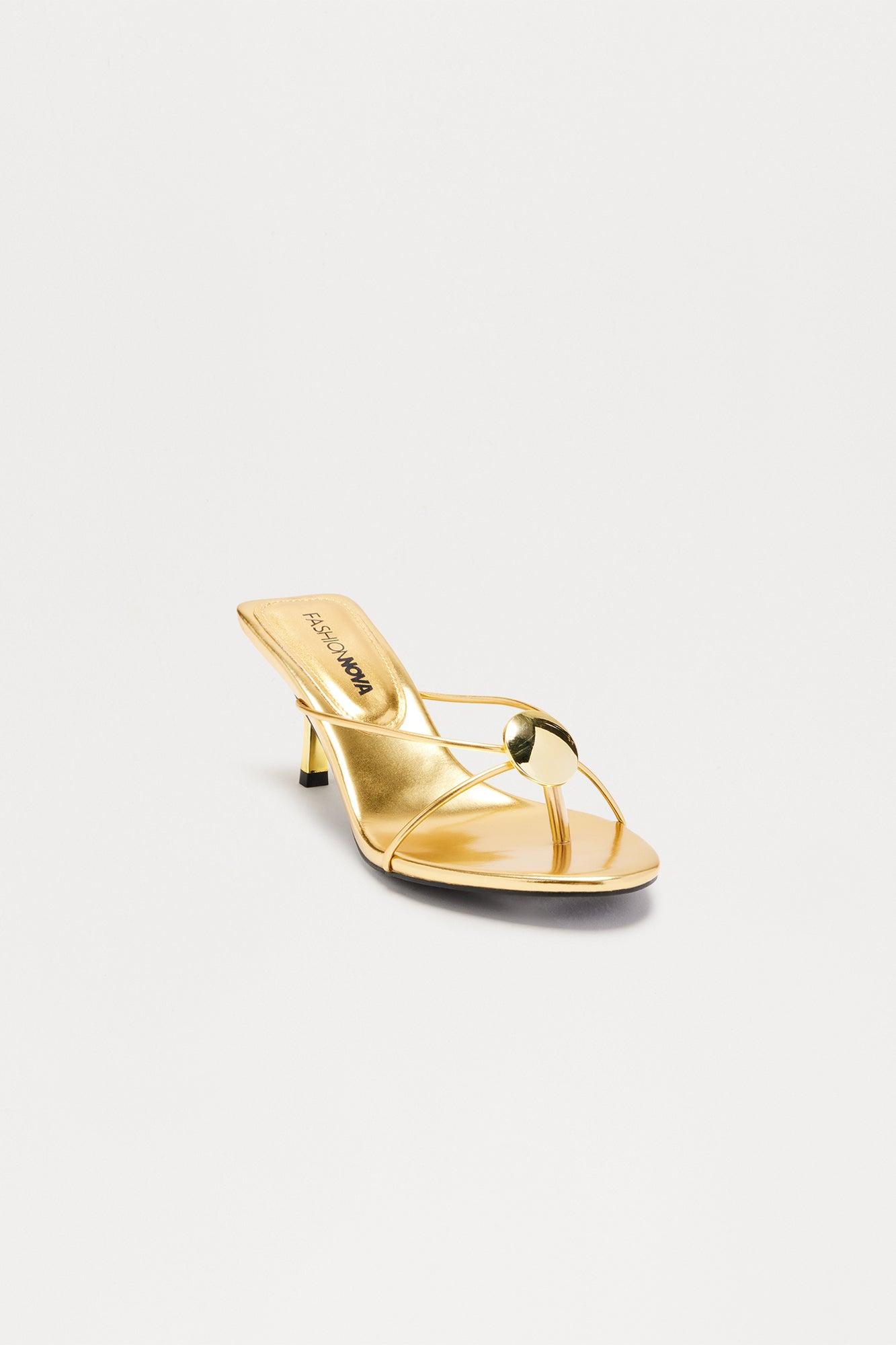 Mal Hardware Thong Mules - Gold Female Product Image
