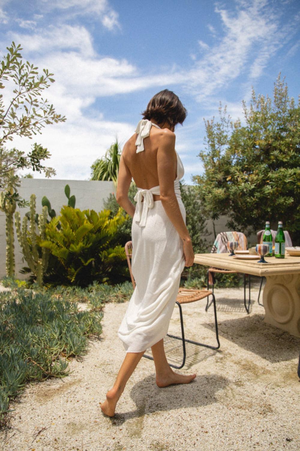 When In Italy Halter Midi Dress White Product Image