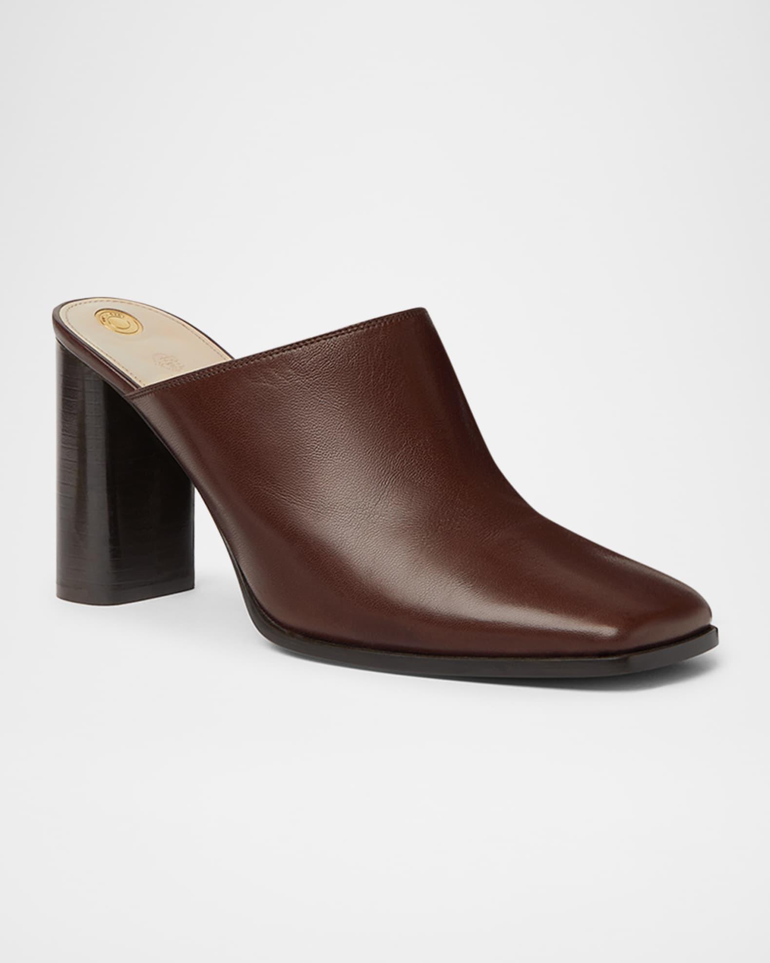 Alba Leather Square-Toe Mules Product Image