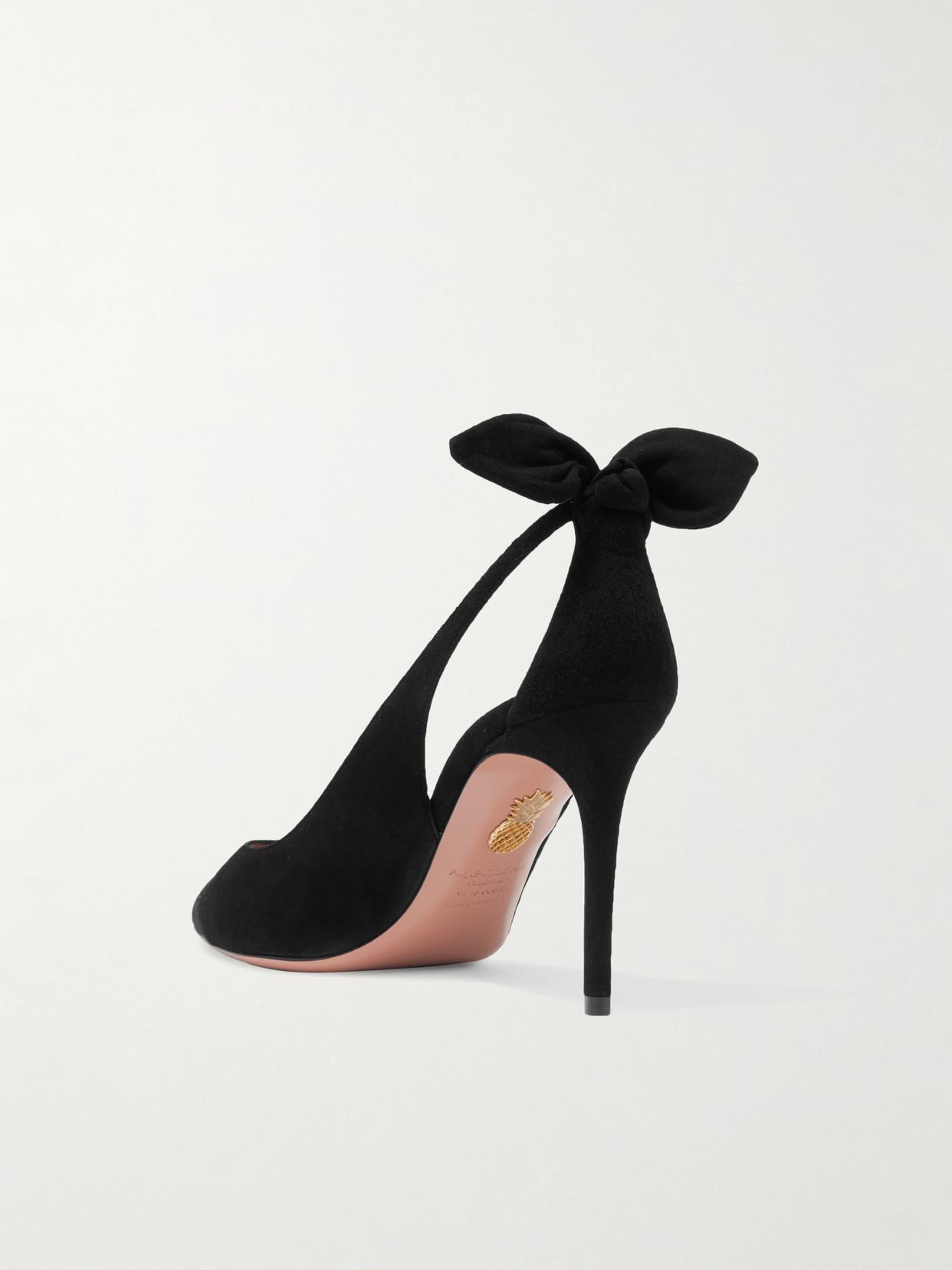 AQUAZZURA Bow Tie 85 Suede Pumps In Black Product Image