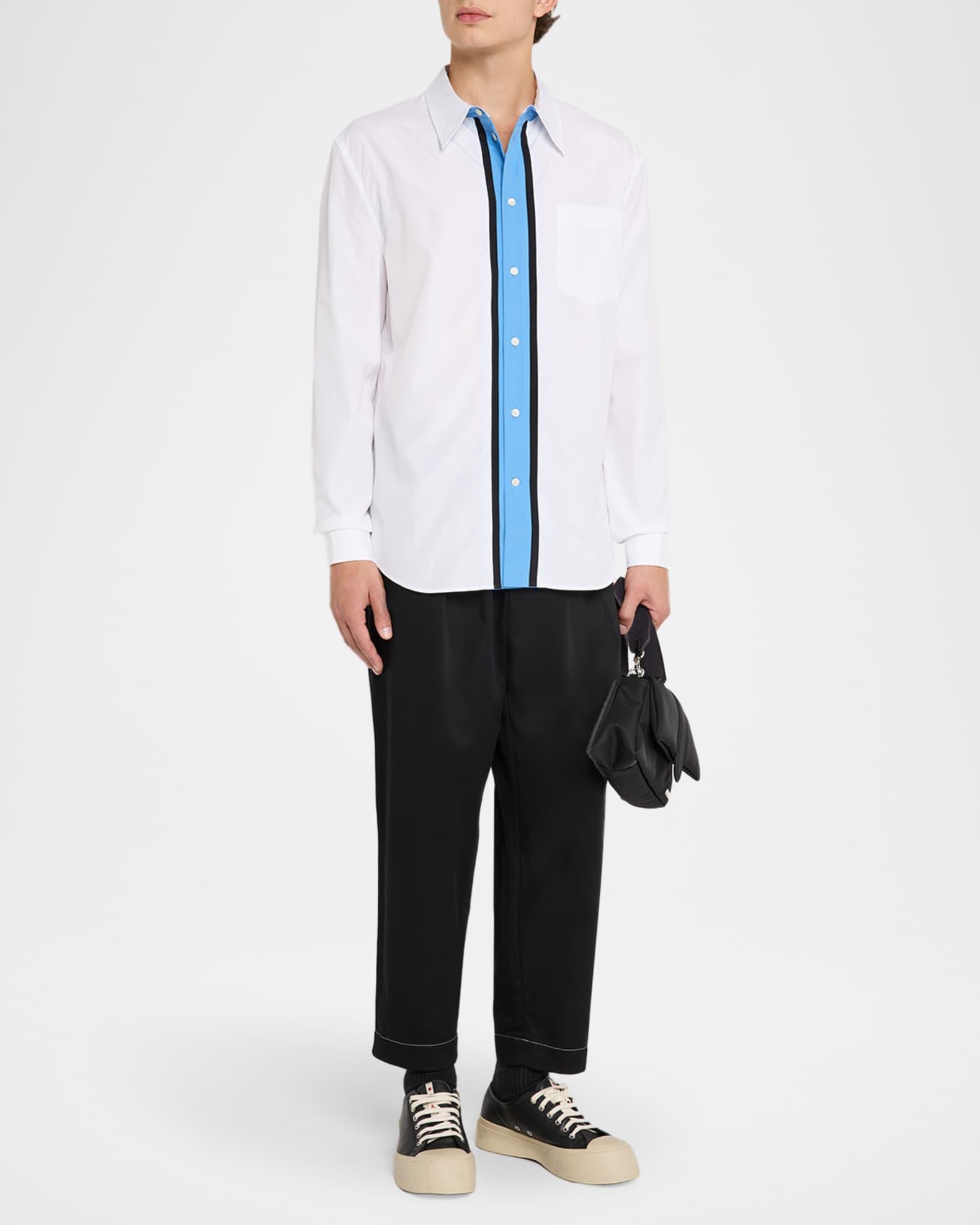 Men's Vertical Stripe Cotton Pocket Button-Down Shirt Product Image