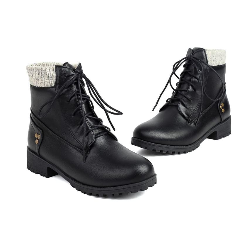 Panel Lace-Up Short Boots Product Image