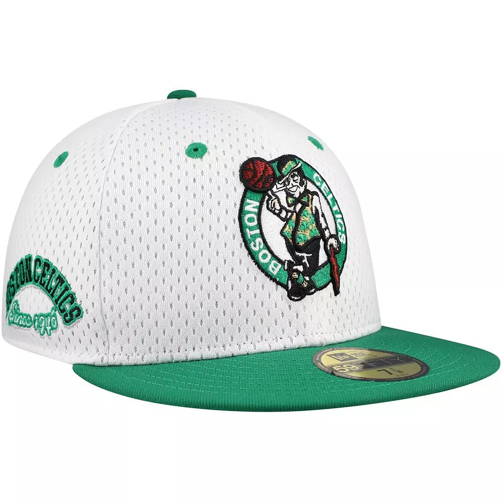 Men's New Era White/Kelly Green Boston Celtics Throwback 2Tone 59FIFTY Fitted Hat, Size: 7 1/4 Product Image