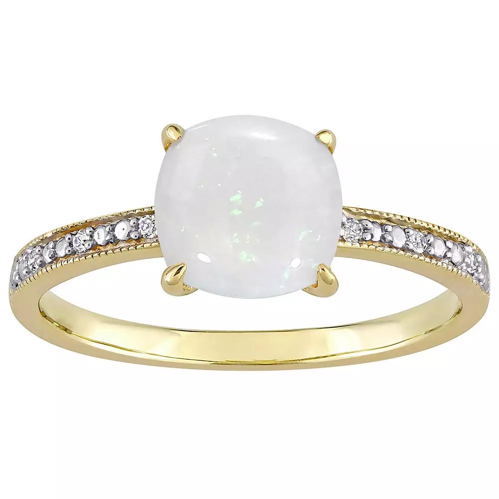 Stella Grace 10k Gold White Opal & Diamond Accent Solitaire Ring, Women's, Size: 5 Product Image