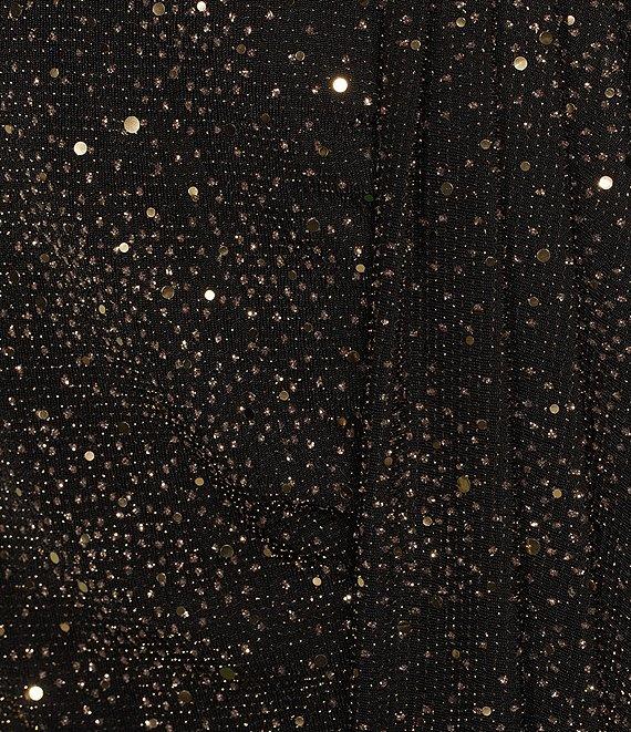 Alex Marie Milly Glitter Knit Surplice V-Neck Long Blouson Sleeve Wrap Bodycon Mini Dress Product Image