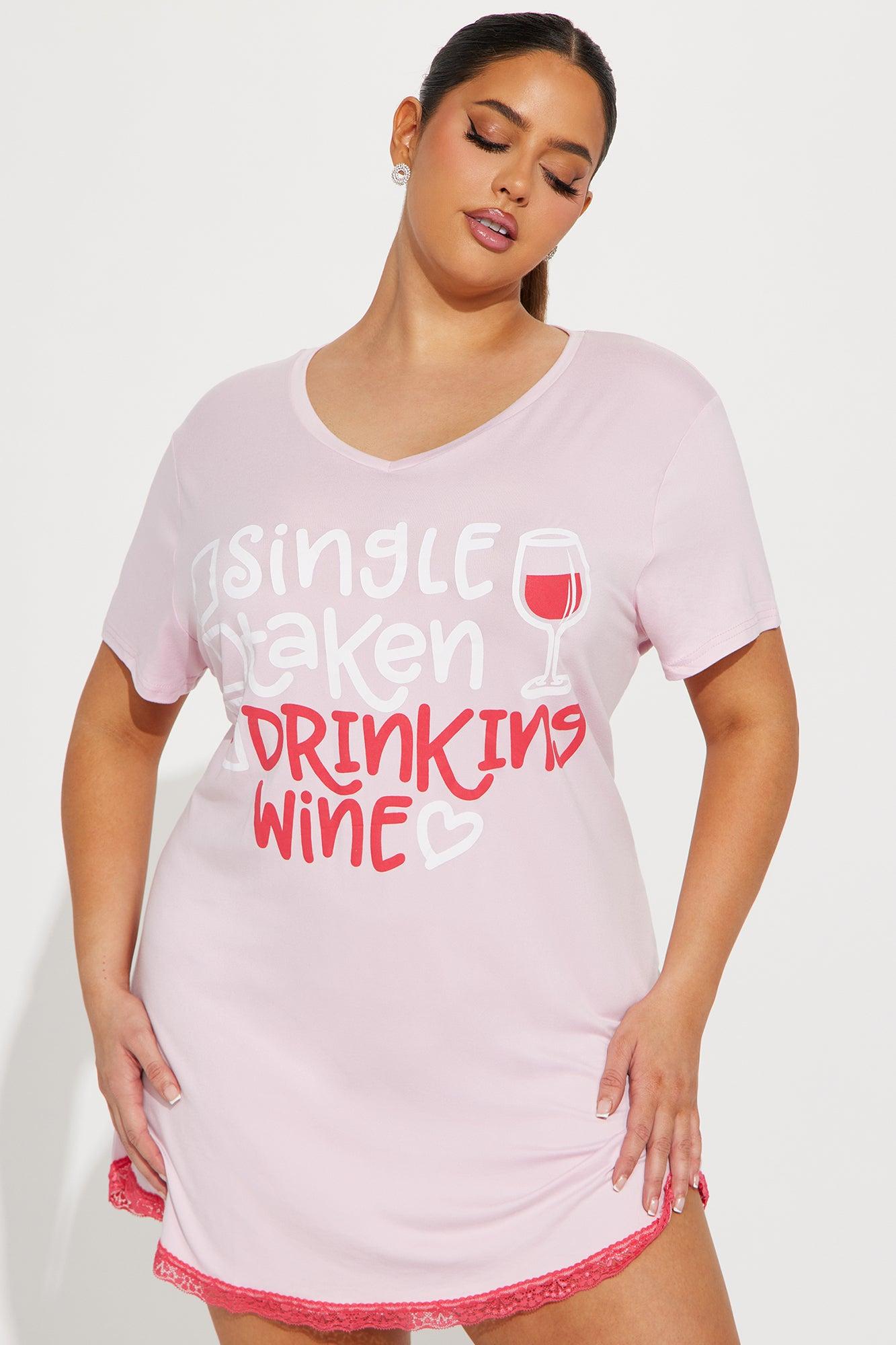 I Choose Wine PJ Sleep Shirt - Pink Product Image