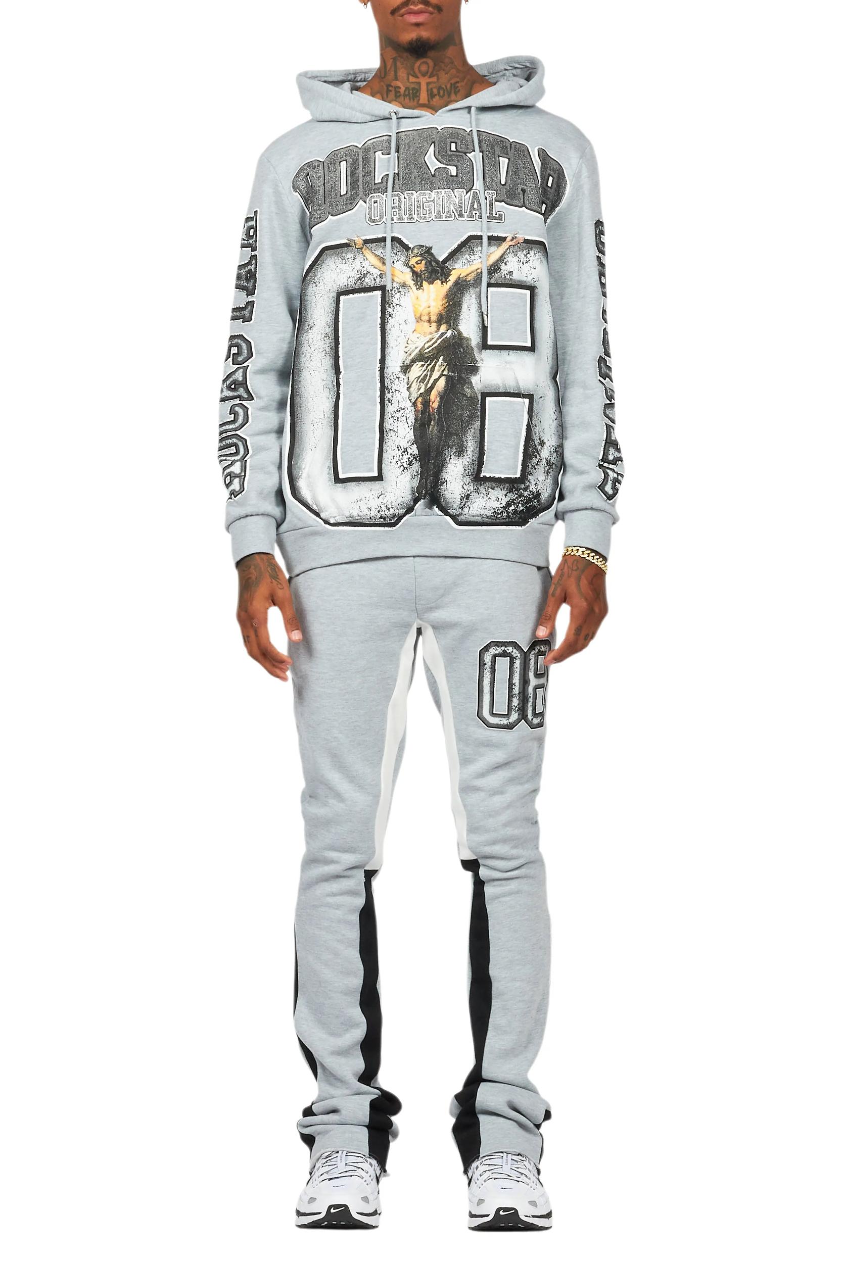 Fields Grey/White Stacked Flare Hoodie Track Set Male Product Image