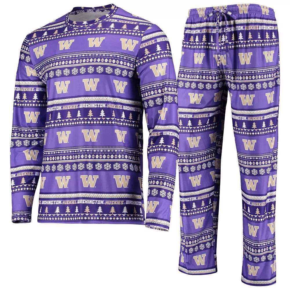 Men's Concepts Sport Purple Washington Huskies Ugly Sweater Long Sleeve T-Shirt and Pants Sleep Set,  Product Image