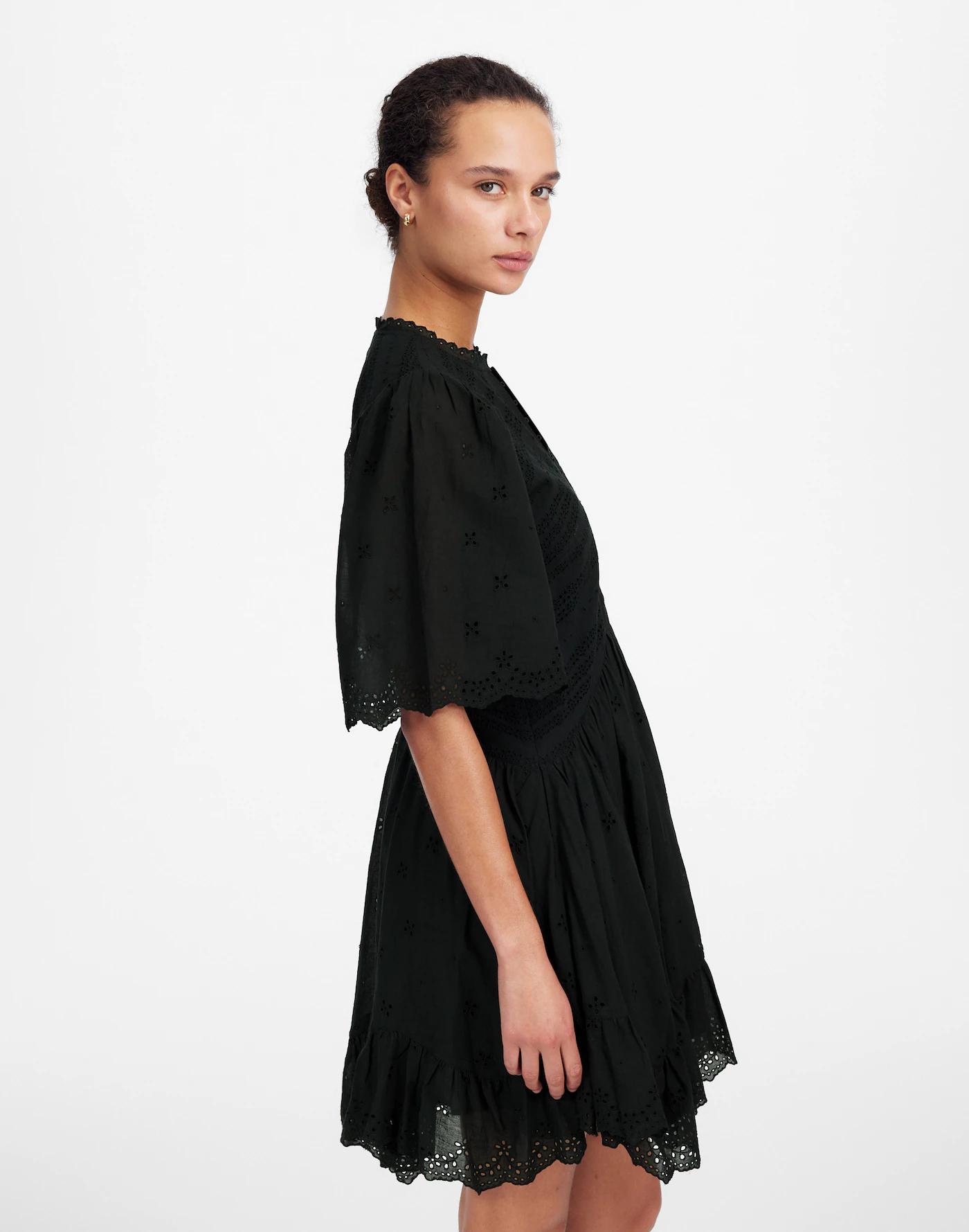 Eyelet Flutter Sleeve Mini Dress in Cotton Product Image