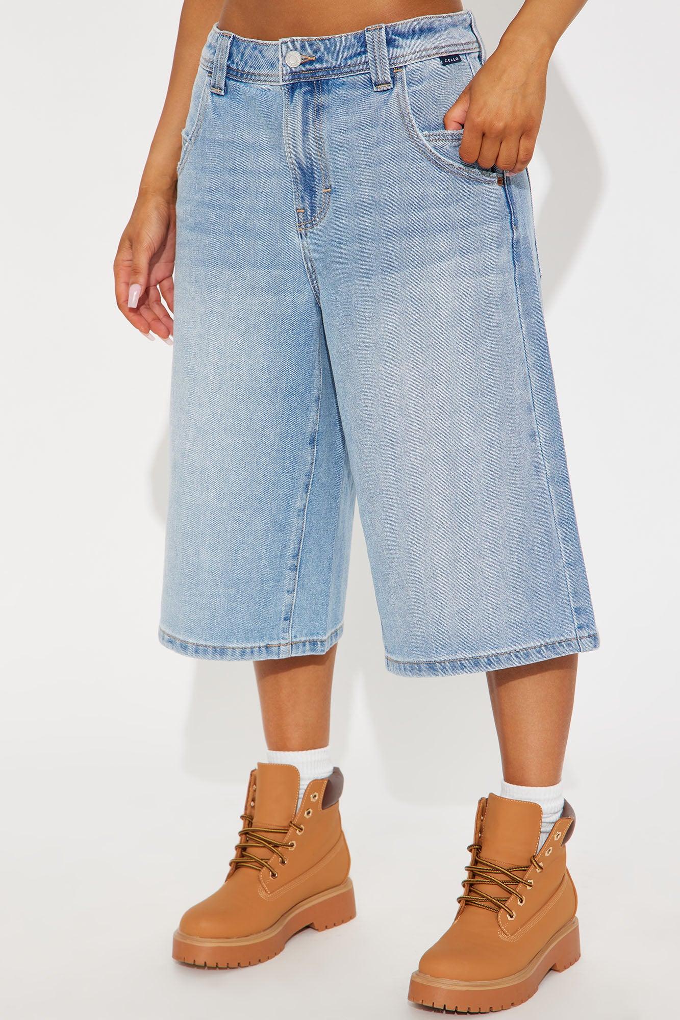 Malibu Baggy Denim Jorts - Medium Wash Product Image