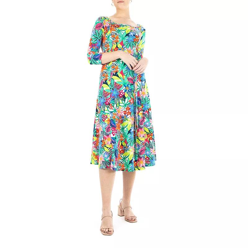 Women's Nina Leonard Sylvia Print Midi Dress,  Product Image