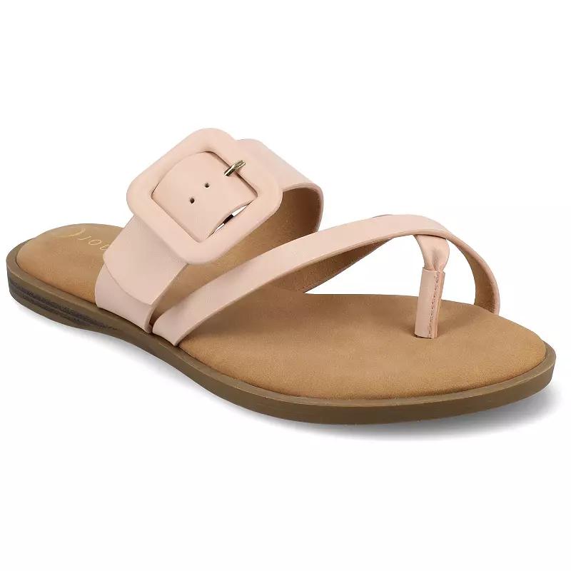 Journee Layra Women's Slip-On Toe Post Flat Sandals,  Product Image