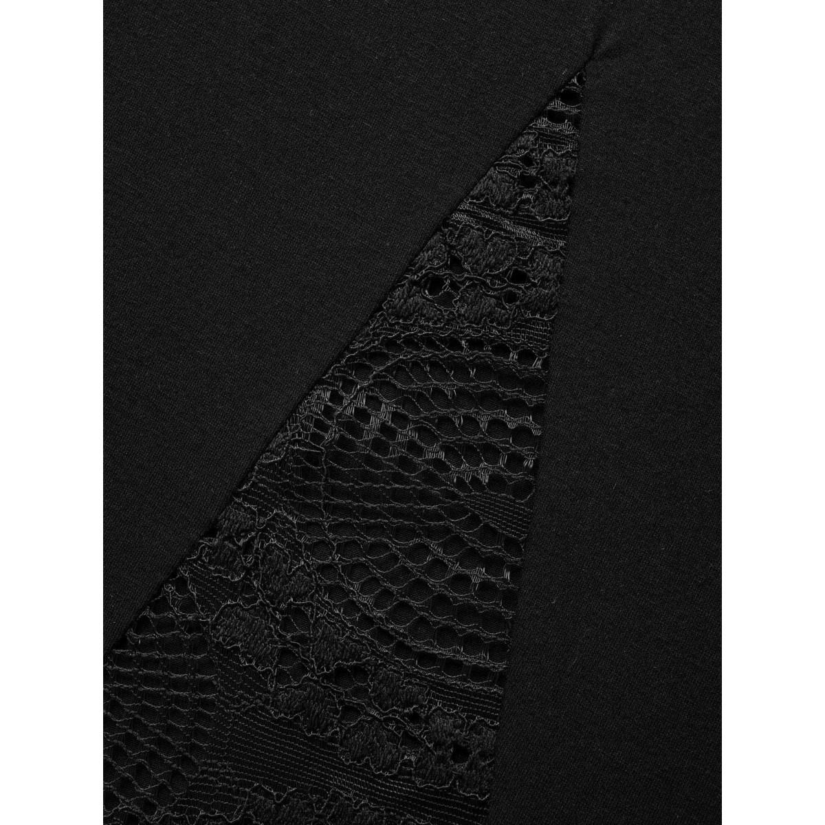 Plus Size Black V Neck Lace Panel Frill Trim Jumpsuit Women Resort Short sleeve V-neck Vacation Loose Jumpsuits BloomChic 26/4X Product Image