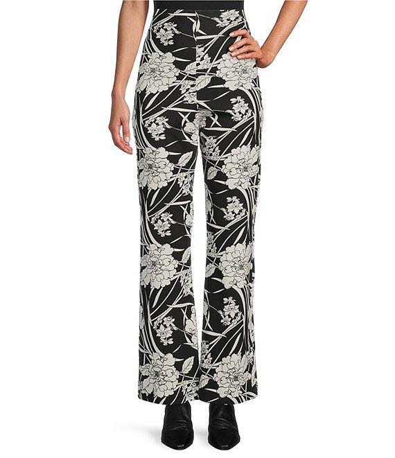 Bryn Walker Modal Ponti Floral Print High Waist Flare Leg Pants Product Image