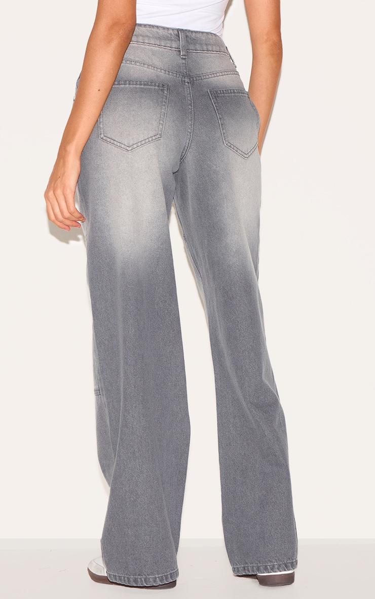  Grey Seam Detail Straight Leg Jeans Product Image