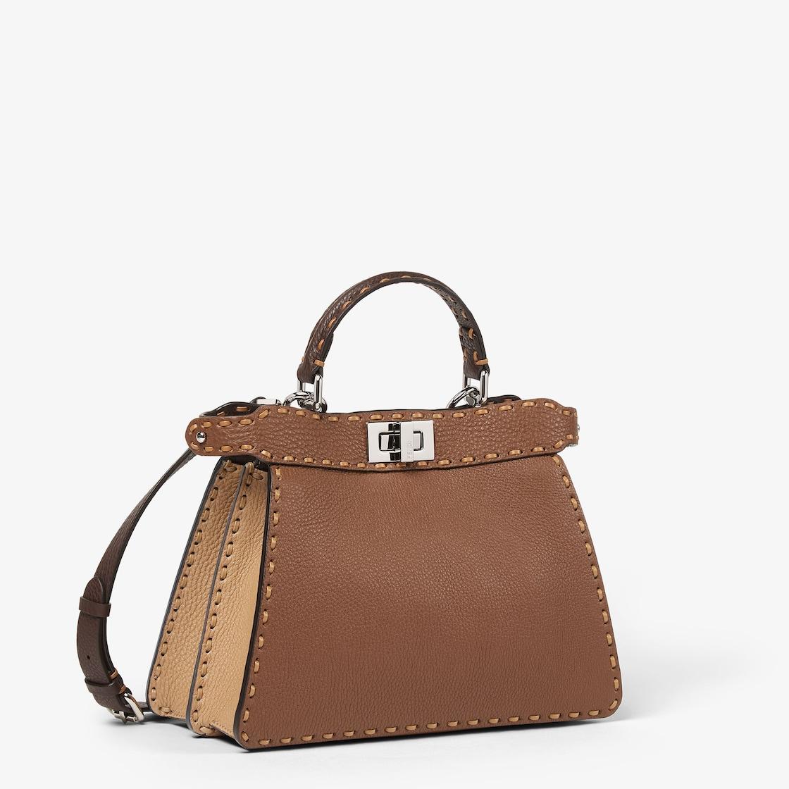 Peekaboo ISeeU SmallMulticolor sage Selleria bag with 556 hand-sewn topstitches Product Image