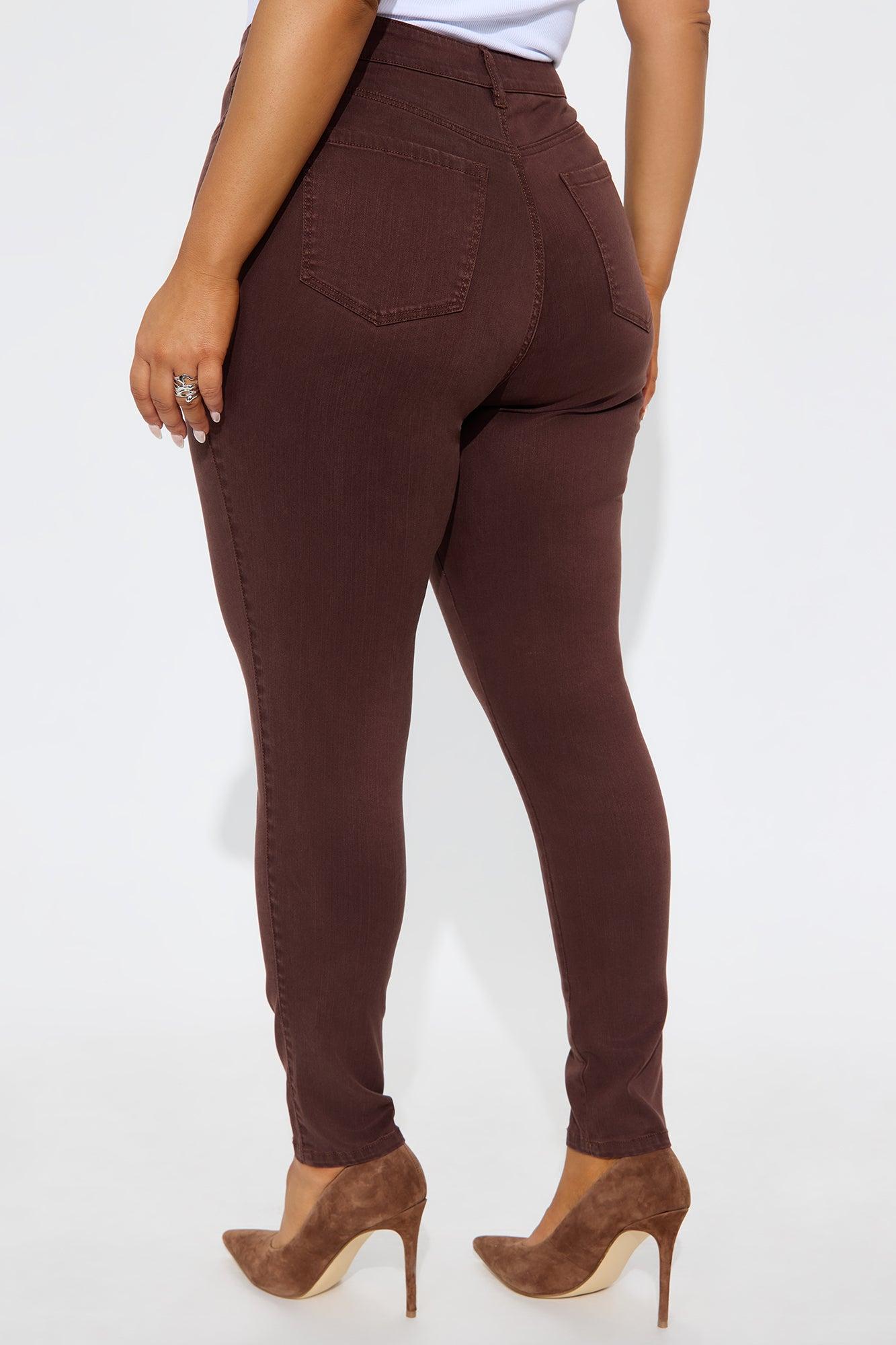 Classic Mid Waist Soft Stretch Skinny Jeans - Brown Female Product Image