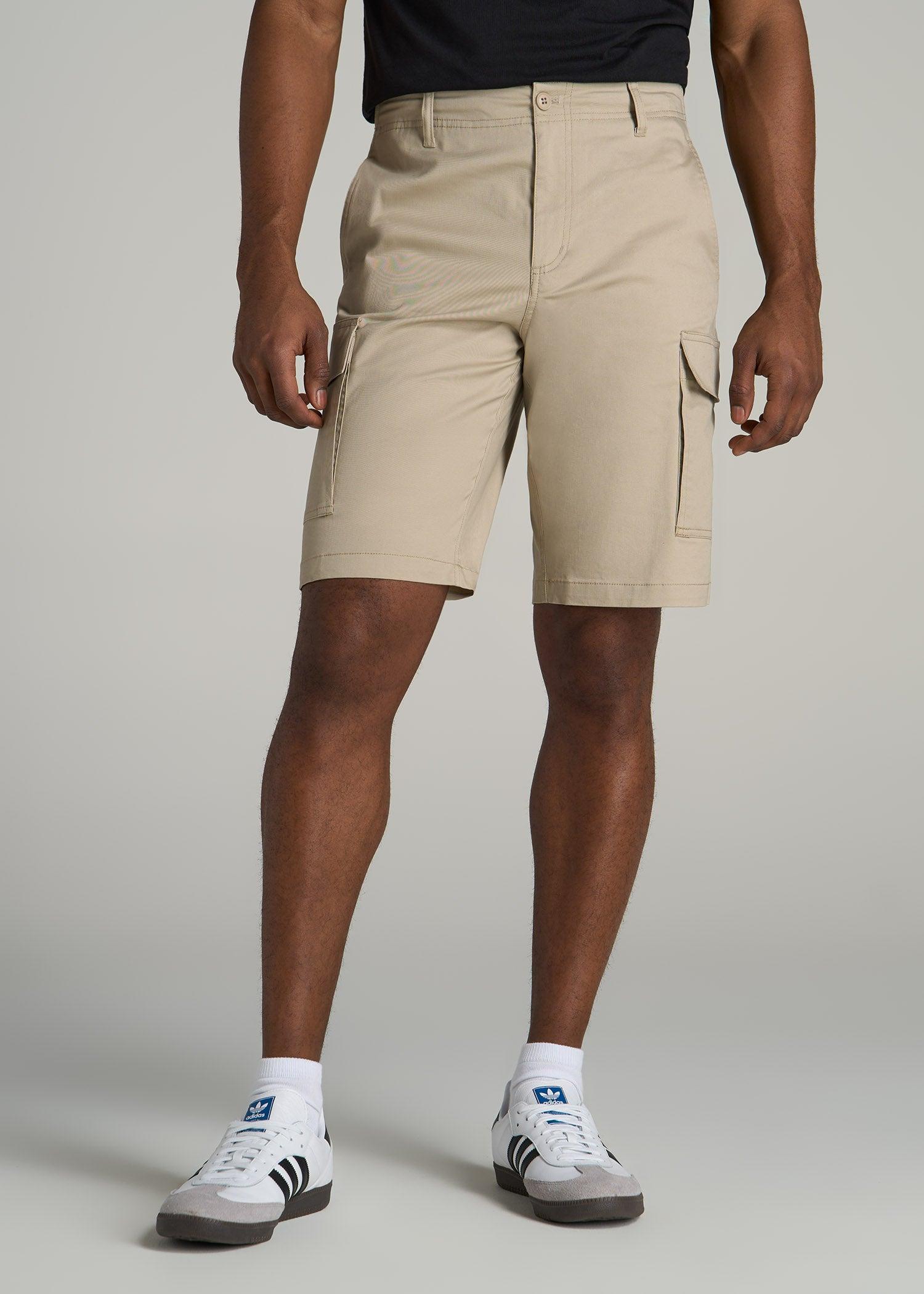 Stretch Twill Cargo Shorts for Tall Men in Light Khaki Male Product Image