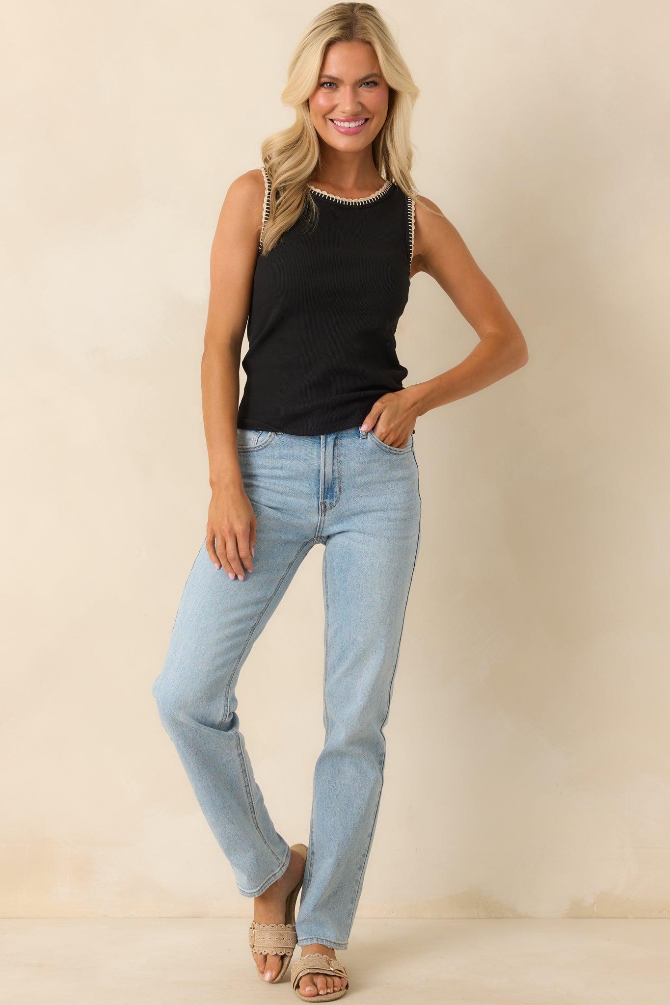 Z Supply Black Cotton Social Whipstitch Tank Product Image