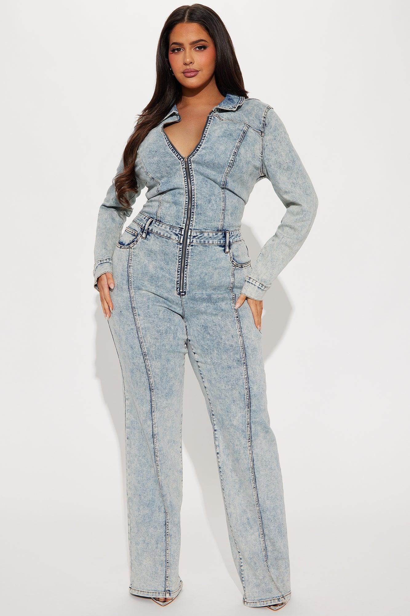 Concrete Jungle Denim Jumpsuit - Light Wash Product Image