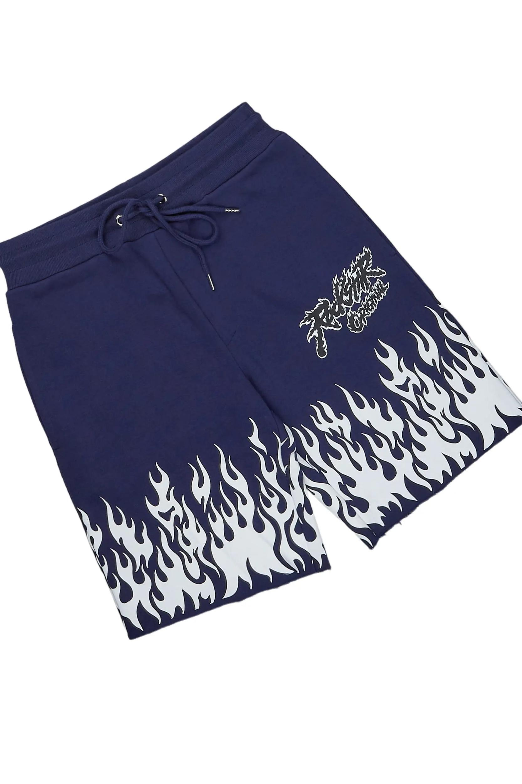 Bubble Navy T-Shirt/Short Set Male Product Image