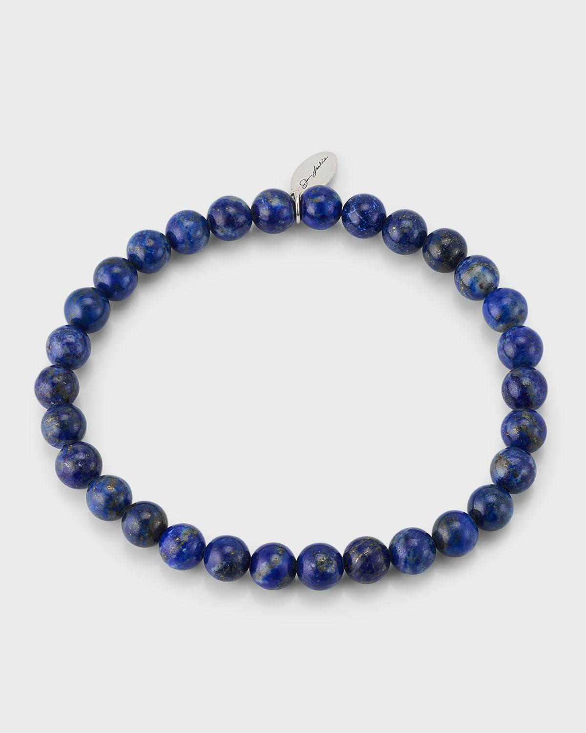 Mens Lapis Lazuli Beaded Stretch Bracelet Product Image