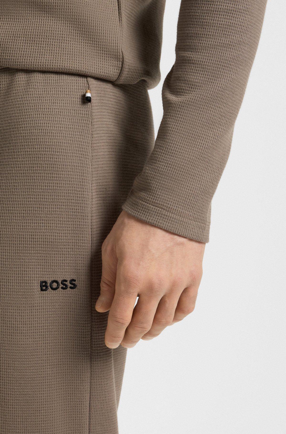 BOSS - Waffle pajama bottoms in a cotton blend - Brown Product Image