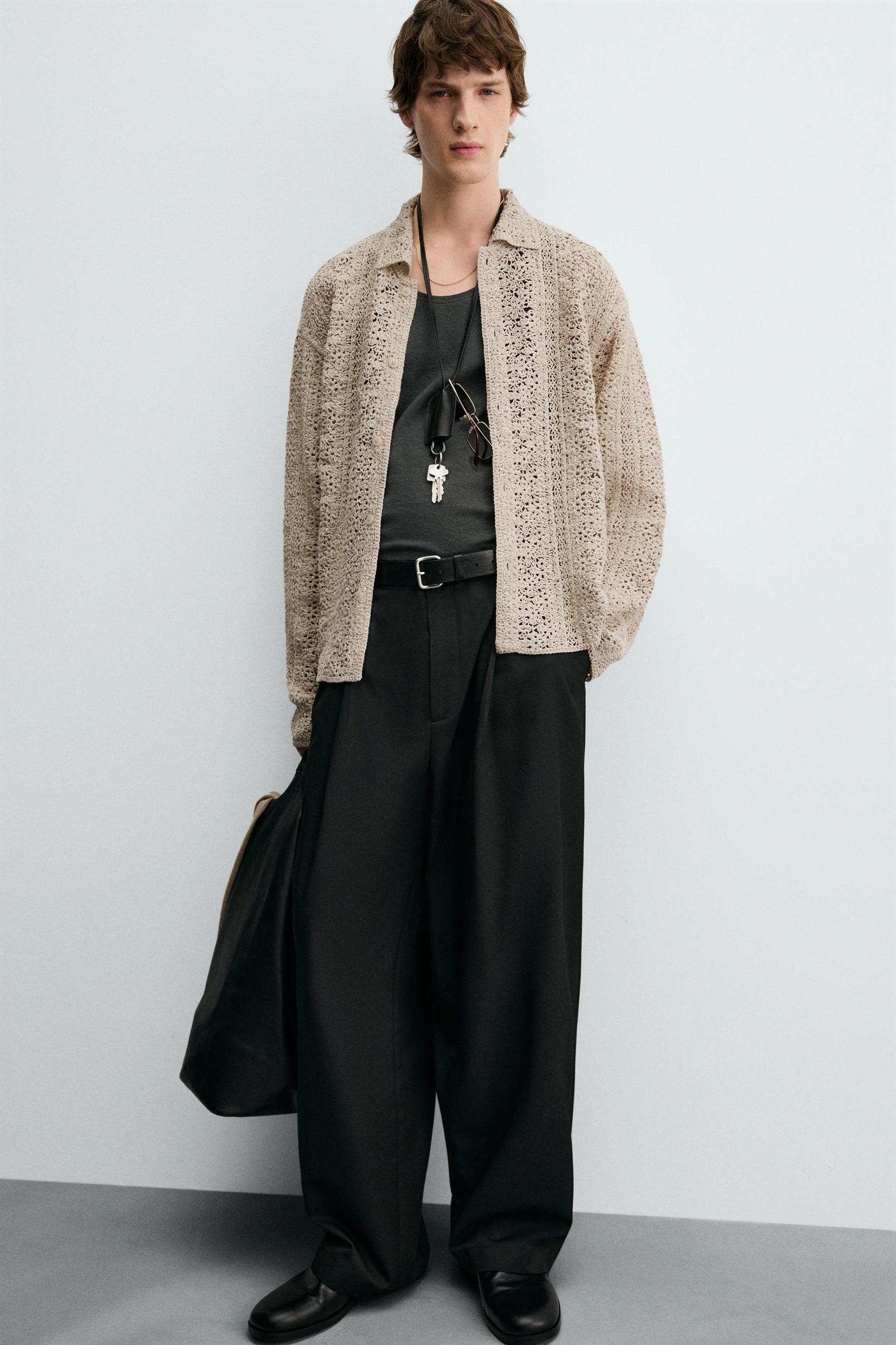 CROCHET TEXTURED OVERSHIRT Product Image