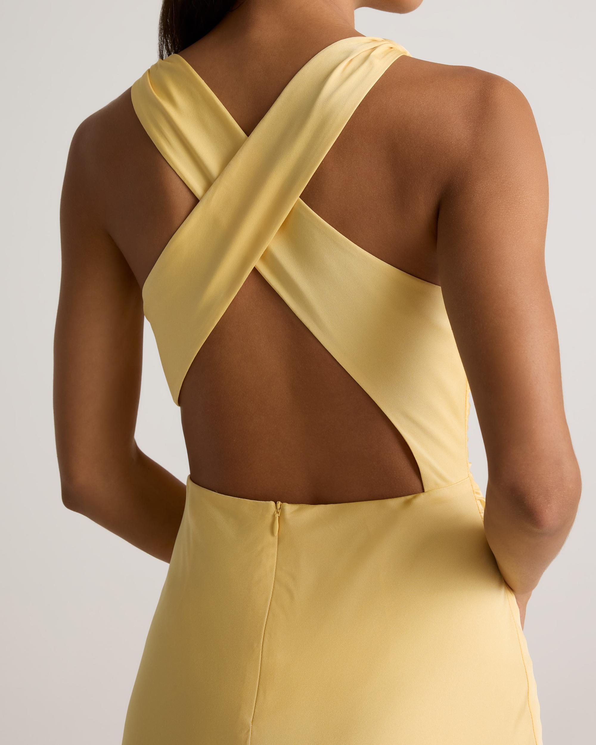 Quince | Women's Washable Stretch Silk High Neck Midi Dress Mulberry Silk Product Image