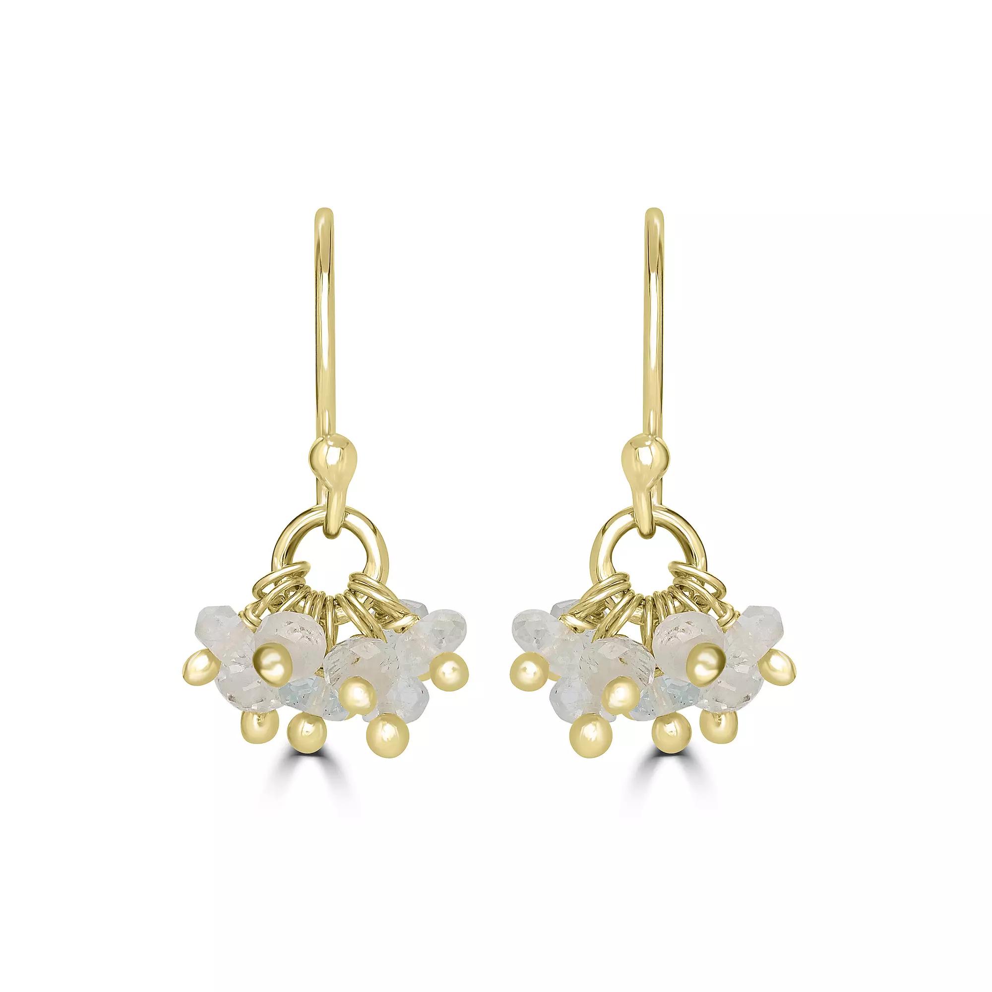 Gemistry 14k Gold Over Sterling Silver Gemstone Bead Cluster Drop Earrings, Women's, Aquamarine Product Image