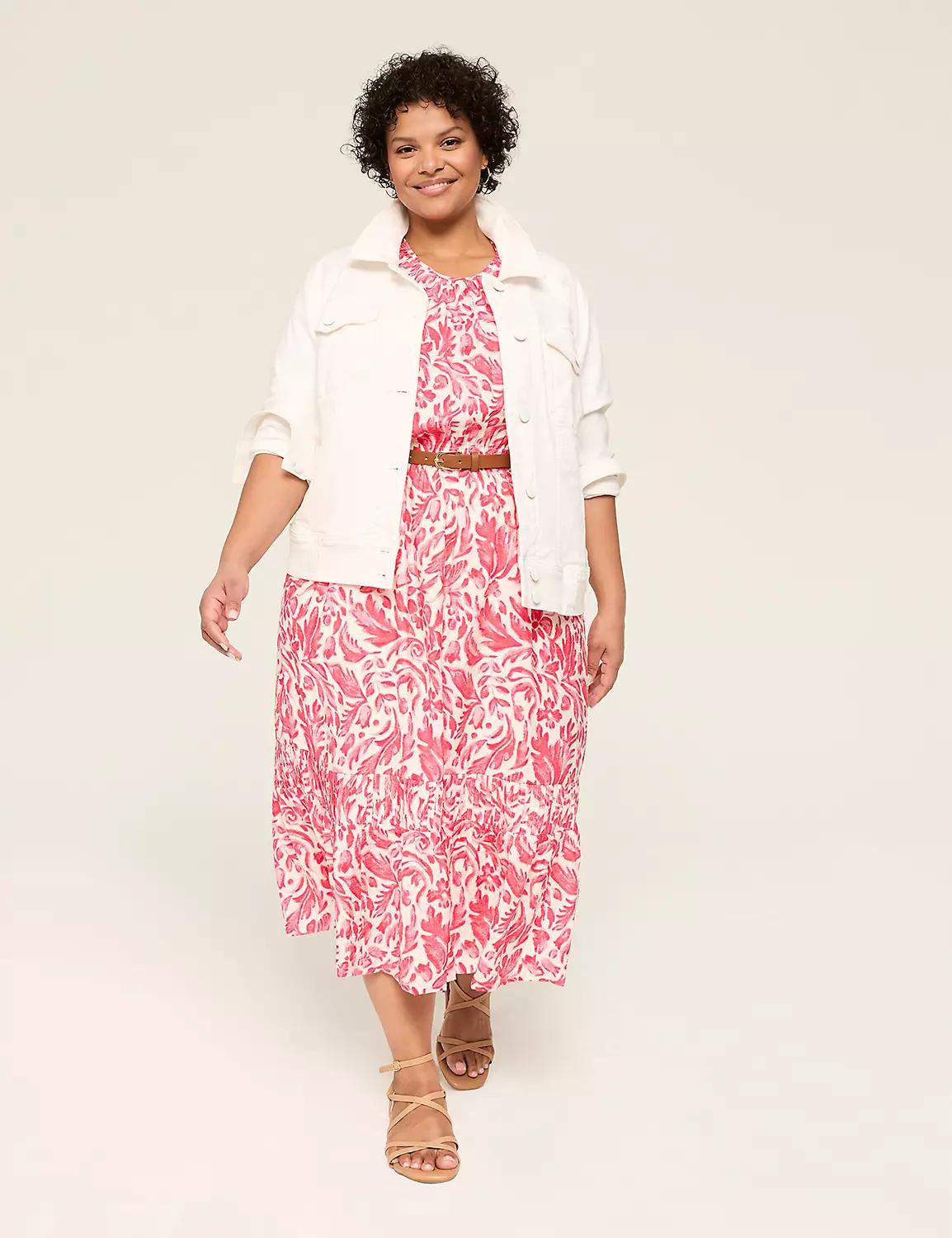 Flutter-Sleeve Pin-Tuck Sleeve Midi Dress Product Image