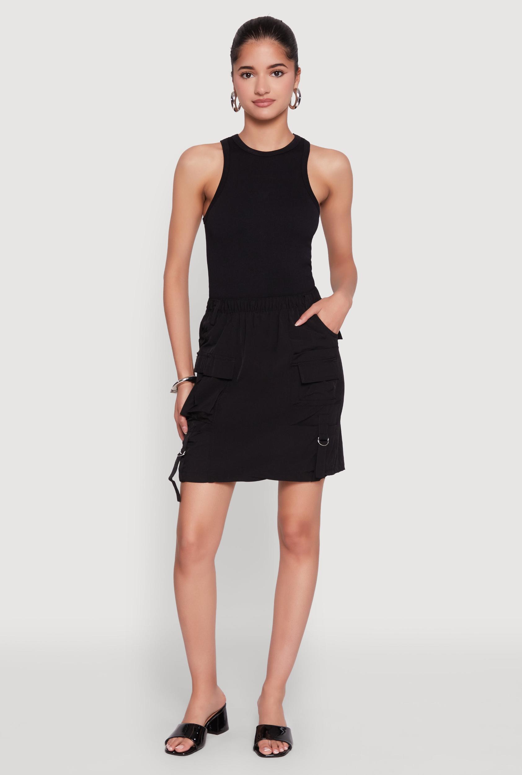 Womens Nylon Tabbed Cargo Mini Skirt Product Image