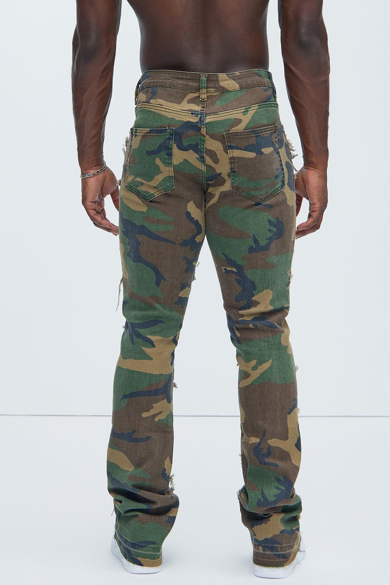 Fray All Ways Stacked Skinny Flare Pants - Camouflage Product Image