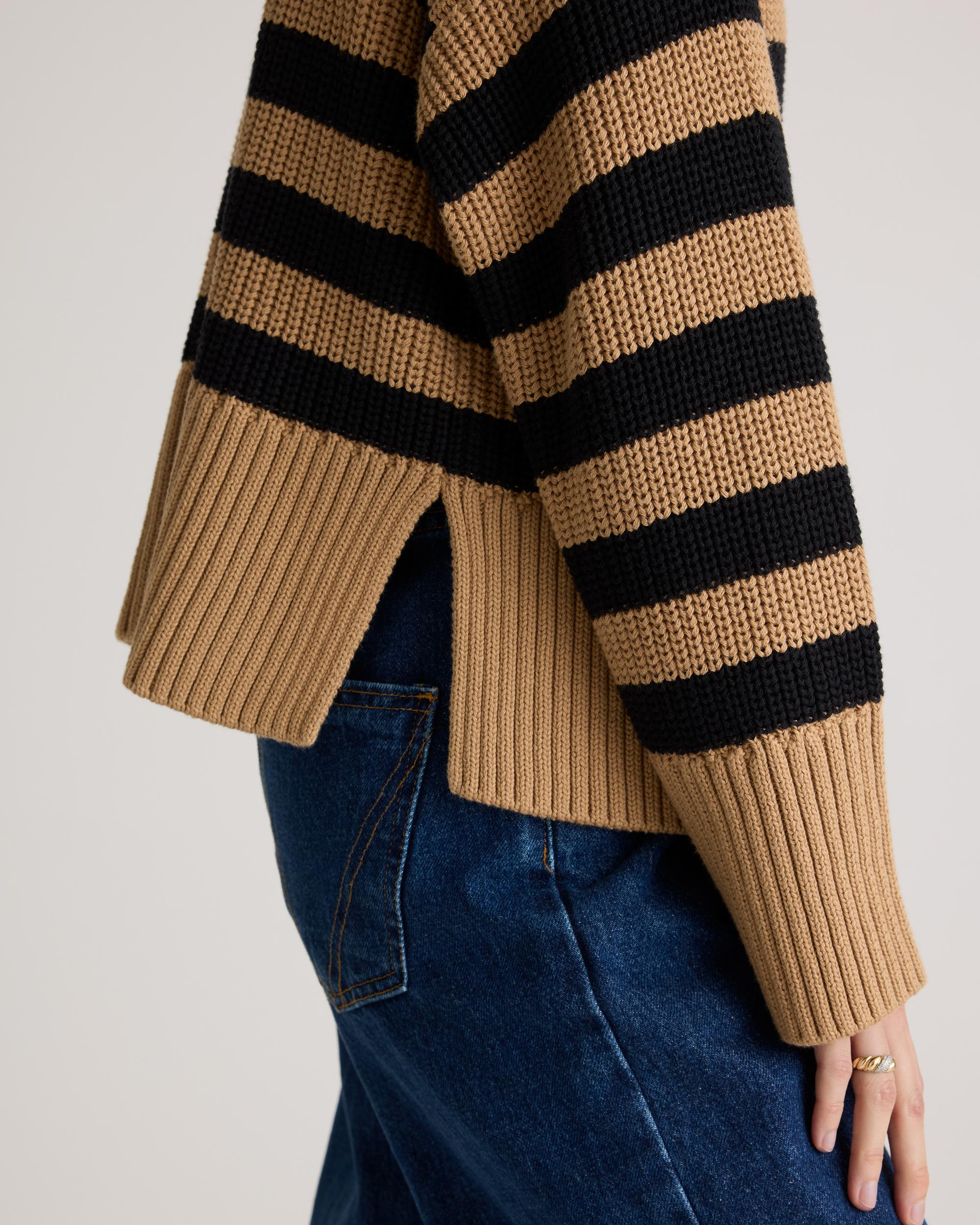 Quince | Women's Split Hem Turtleneck Sweater Organic Cotton Product Image