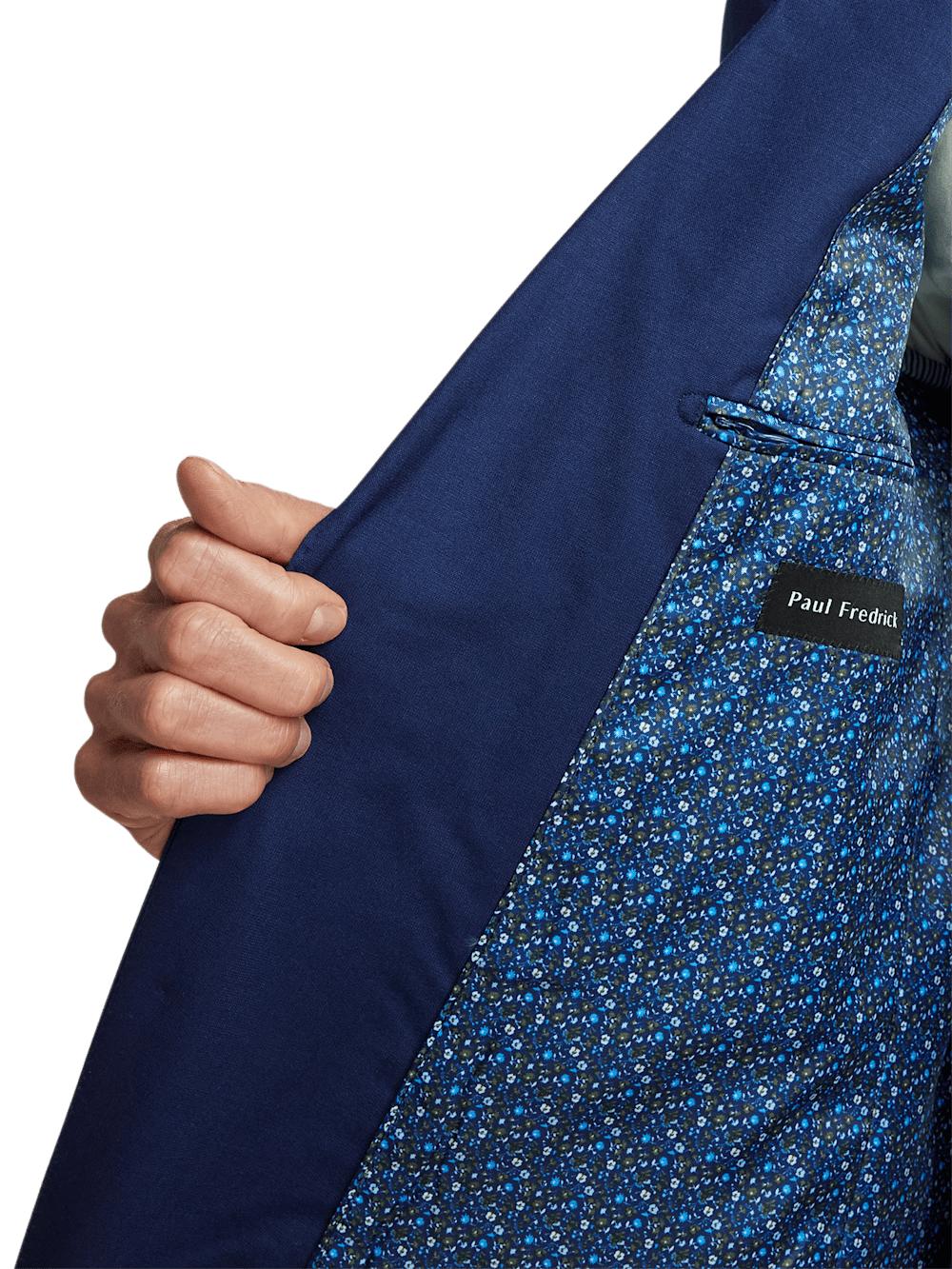 Wool Stretch Bengaline Single Breasted Peak Lapel Suit - Blue Product Image