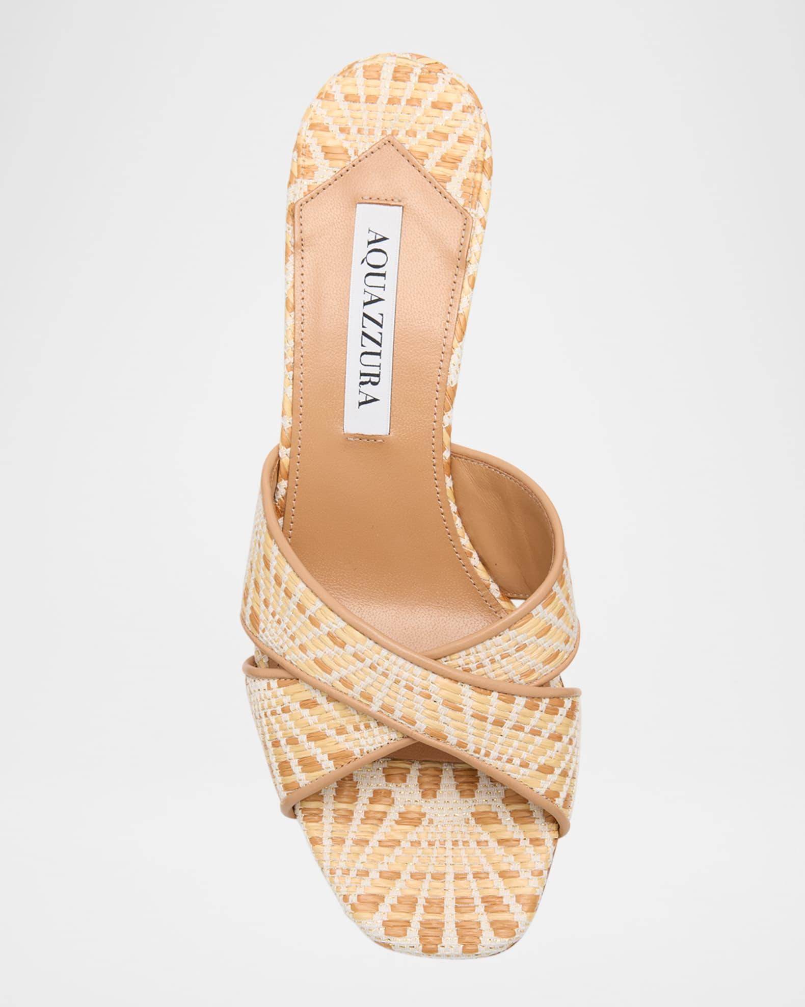 Bicolor Raffia Crisscross Slide Sandals Product Image