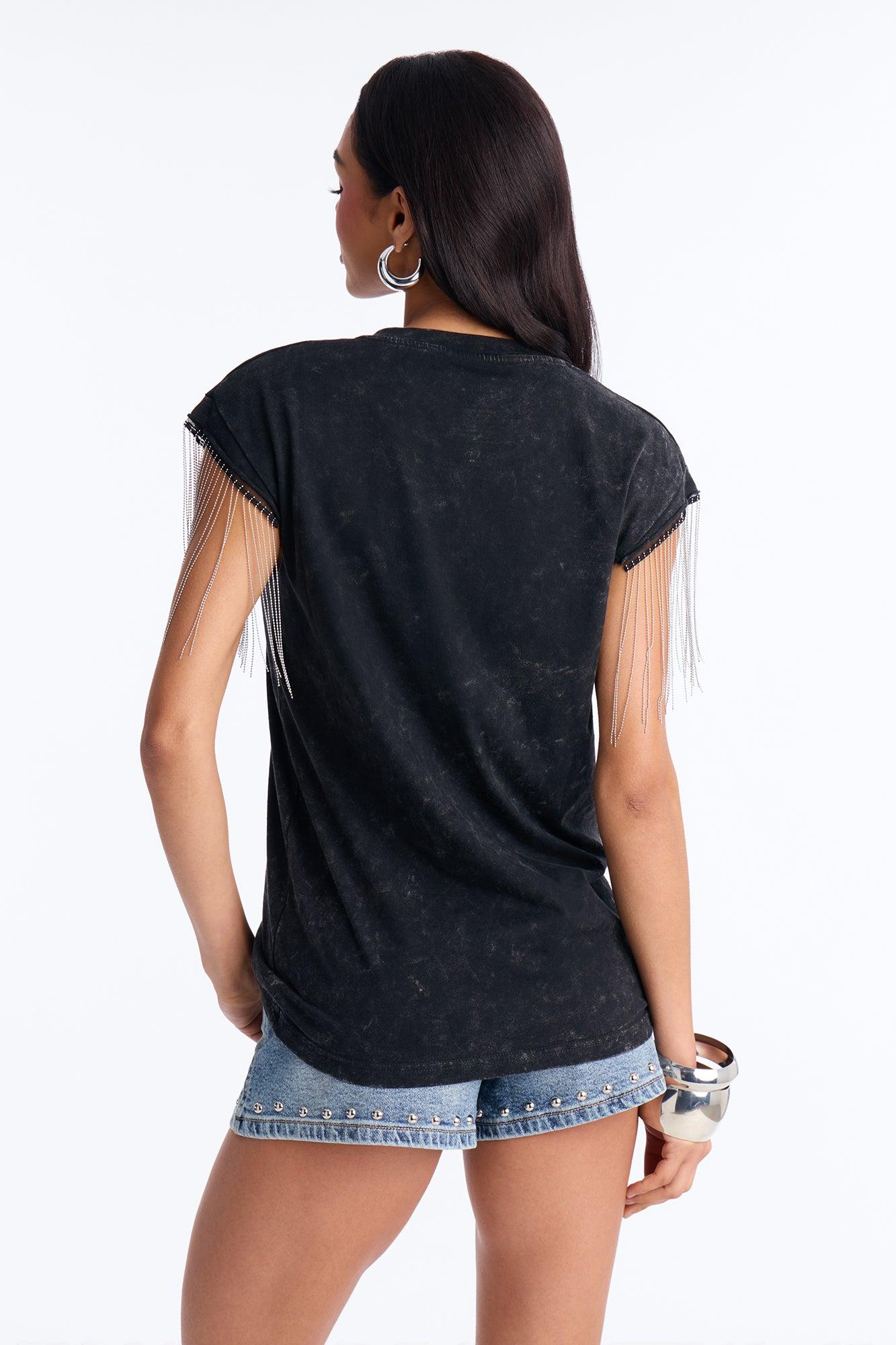 Rolling Stones Chain Sleeve Tee - Black Female Product Image
