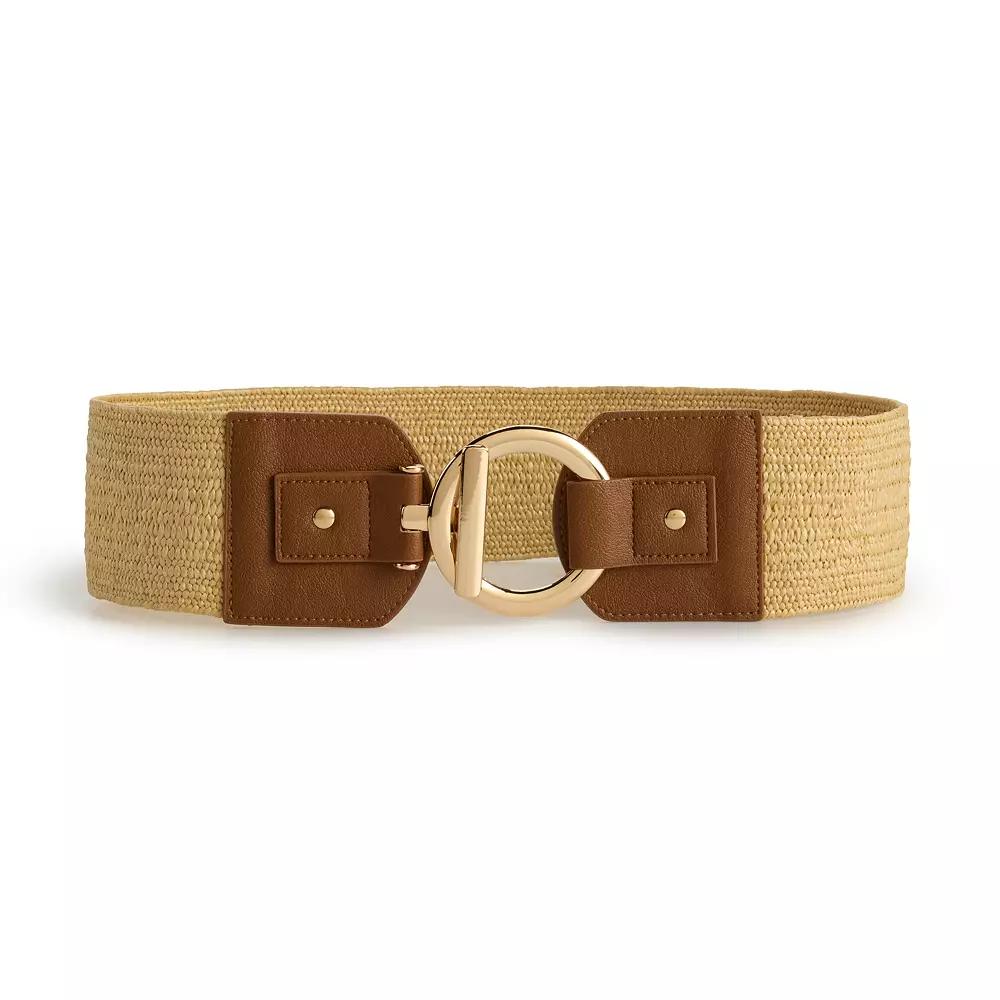 Women's Nine West Circle Stretch Straw Belt, Size: Large-XL, Red Natural Product Image