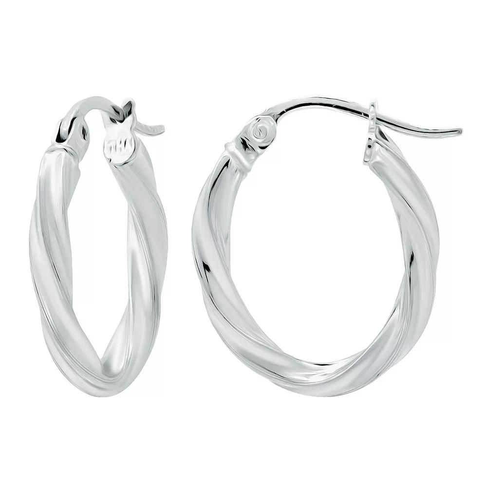 Aleure Precioso Sterling Silver Oval Twist Hoop Earrings, Women's, Size: 15 mm, Gold Tone Product Image